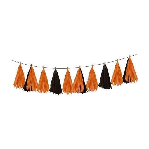 Picture of TASSEL GARLAND BLACK ORANGE - 304CM
